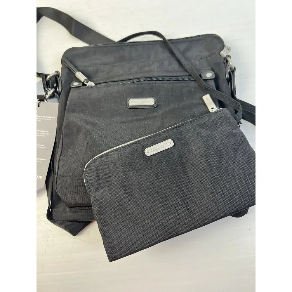 baggallini Crossbody Bag Black RFID Protection Organization Antibacterial Pocket